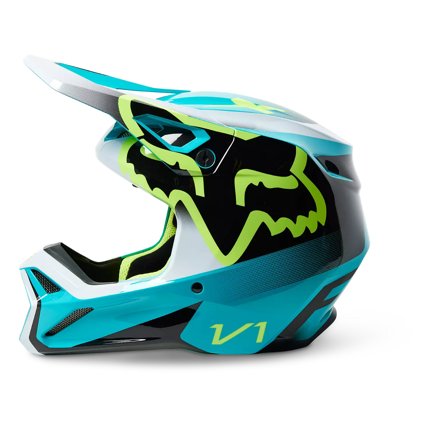 FOX Casque V1 Leed TURQUOISE/JAUNE pour jeunes