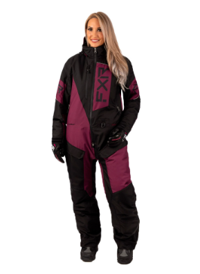 FXR Ensemble de motoneige une pièce Recruit F.A.S.T isolé NOIR/ROUGE VIN