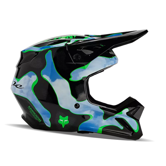FOX Casque V1 Atlas NOIR/VERT/BLEU adulte
